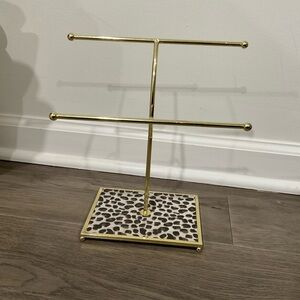 Gold Jewelry Stand with Leopard Print Base